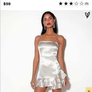 Lulus Flawless silver satin mini dress